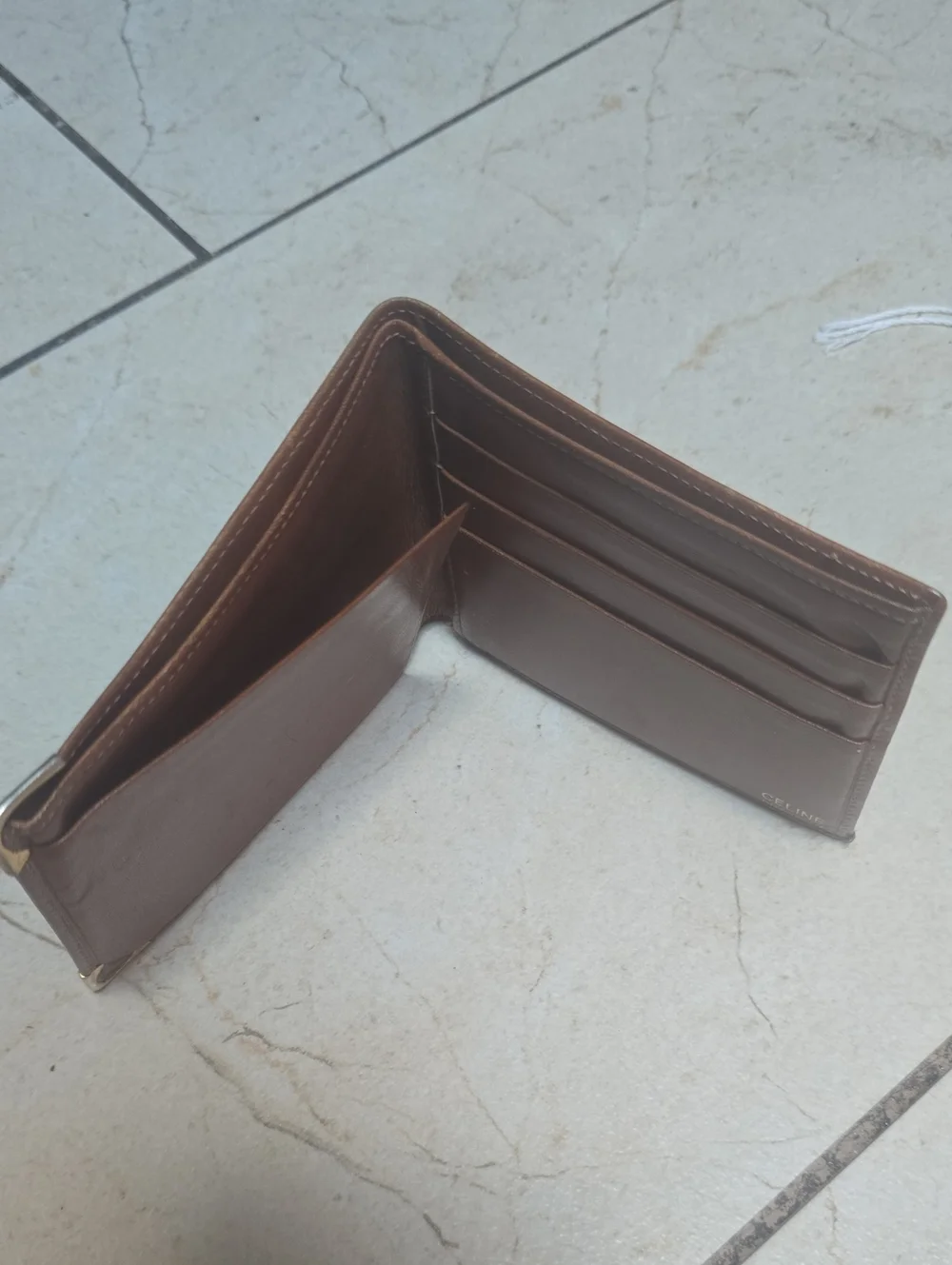 Celine Macadam monogram PVC canvas Bifold Wallet Featuring Brown Leather Trim